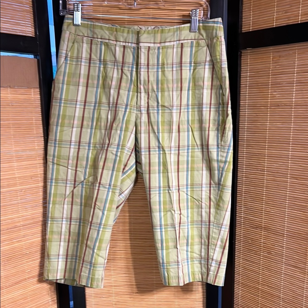 4/$15 Relativity Plaid Cropped Pants in Green and Red